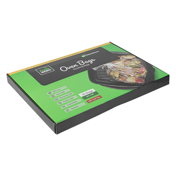 Restaurantware Fresh Hero Clear Nylon Oven Bag - With Ties BPA-Free Heavy Duty - 24" × 30" - 50 Count Box