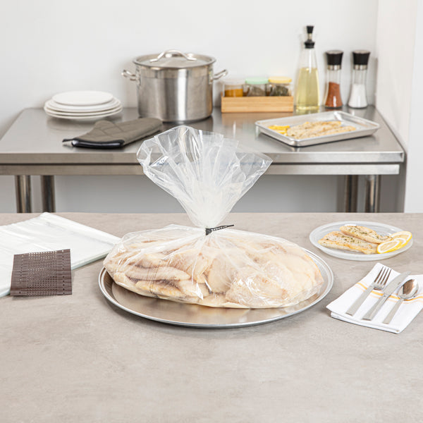 Restaurantware Fresh Hero Clear Nylon Oven Bag - With Ties BPA-Free Heavy Duty - 21 1/2" × 26" - 50 Count Box