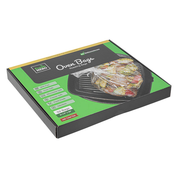 Restaurantware Fresh Hero Clear Nylon Oven Bag - With Ties BPA-Free Heavy Duty - 21 1/2" × 26" - 50 Count Box