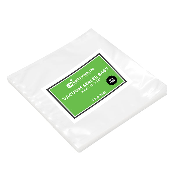 Restaurantware Fresh Hero Clear Plastic Vacuum Sealer Bags - For Chamber Vacuum Sealer 3 Mil BPA-Free - 10" X 10" - 1000 Count Box