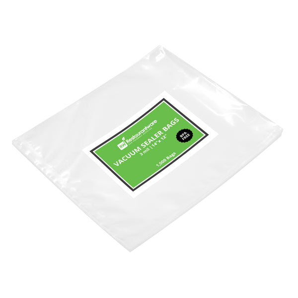 Restaurantware Fresh Hero Clear Plastic Vacuum Sealer Bags - For Chamber Vacuum Sealer 3 Mil BPA-Free - 14" X 12" - 1000 Count Box