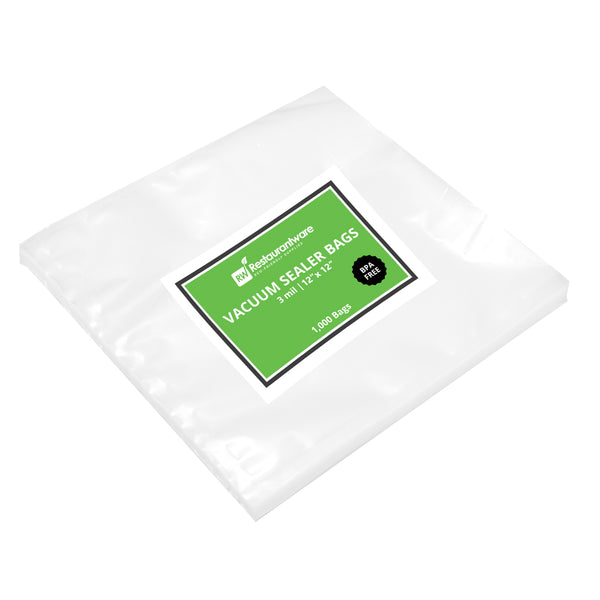 Restaurantware Fresh Hero Clear Plastic Vacuum Sealer Bags - For Chamber Vacuum Sealer 3 Mil BPA-Free - 12" X 12" - 1000 Count Box