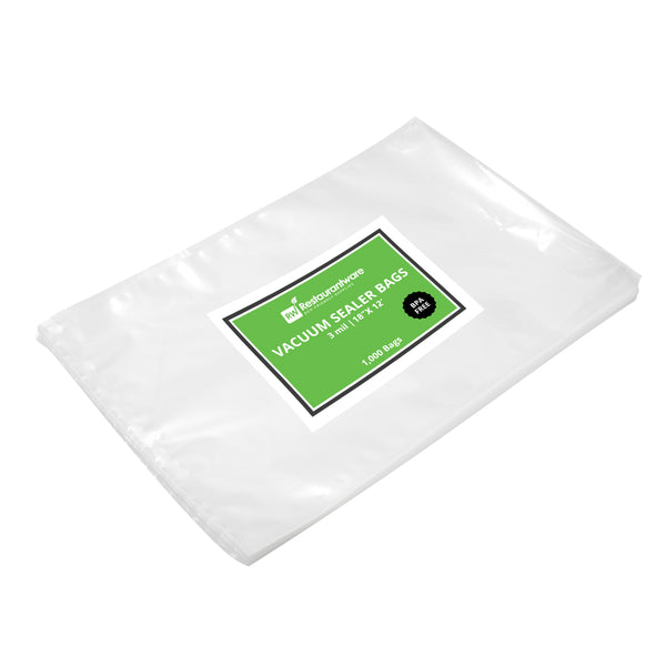 Restaurantware Fresh Hero Clear Plastic Vacuum Sealer Bags - For Chamber Vacuum Sealer 3 Mil BPA-Free - 18" X 12" - 1000 Count Box