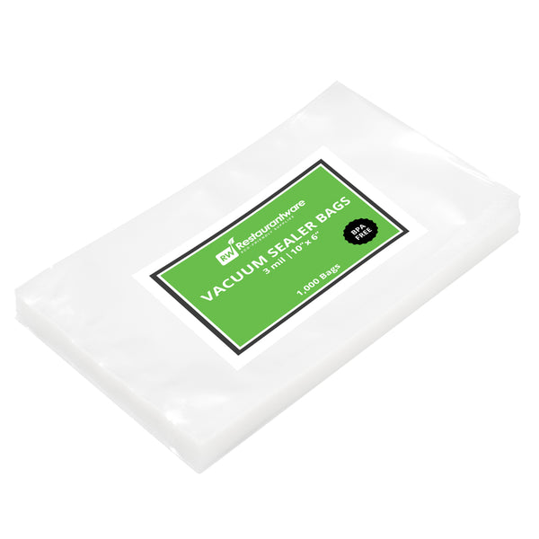 Restaurantware Fresh Hero Clear Plastic Vacuum Sealer Bags - For Chamber Vacuum Sealer 3 Mil BPA-Free - 10" X 6" - 1000 Count Box