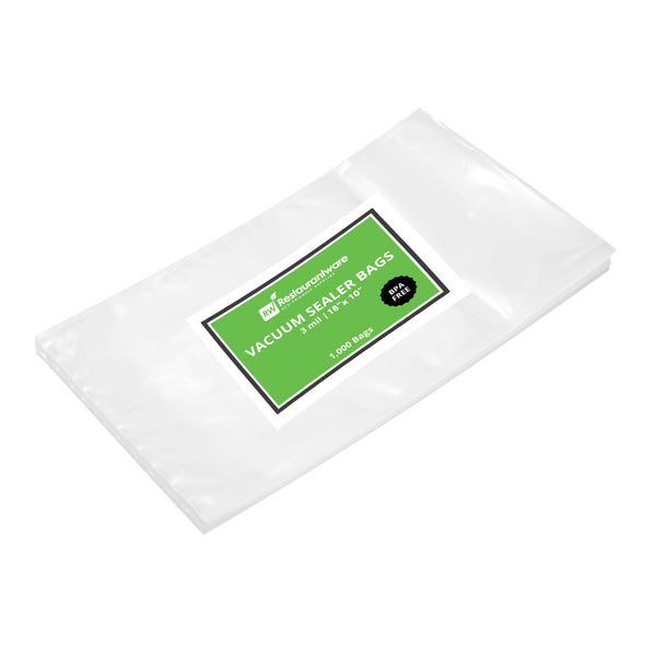 Restaurantware Fresh Hero Clear Plastic Vacuum Sealer Bags - For Chamber Vacuum Sealer 3 Mil BPA-Free - 18" X 10" - 1000 Count Box