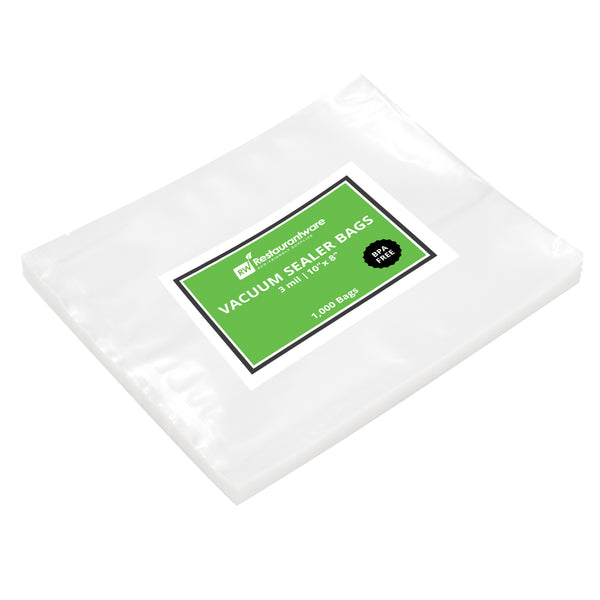 Restaurantware Fresh Hero Clear Plastic Vacuum Sealer Pouch - For Chamber Vacuum Sealer 3 Mil BPA-Free - 10" X 8" - 1000 Count Box