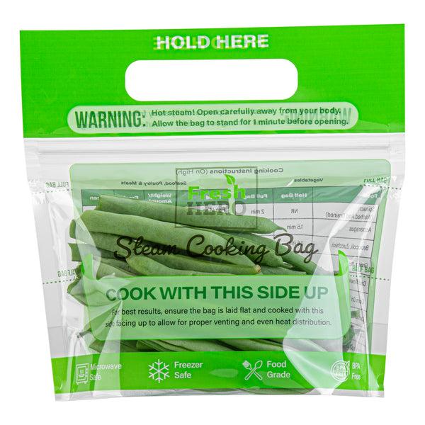 Restaurantware Fresh Hero Green Plastic Steam Bag - Microwave-Safe BPA-Free - 7 1/2" X 7 1/2" - 500 Count Box