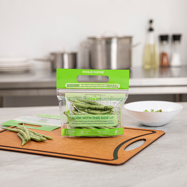 Restaurantware Fresh Hero Green Plastic Steam Bag - Microwave-Safe BPA-Free - 7 1/2" X 7 1/2" - 500 Count Box