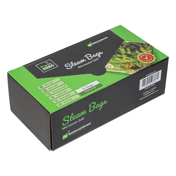 Restaurantware Fresh Hero Green Plastic Steam Bag - Microwave-Safe BPA-Free - 7 1/2" X 7 1/2" - 500 Count Box