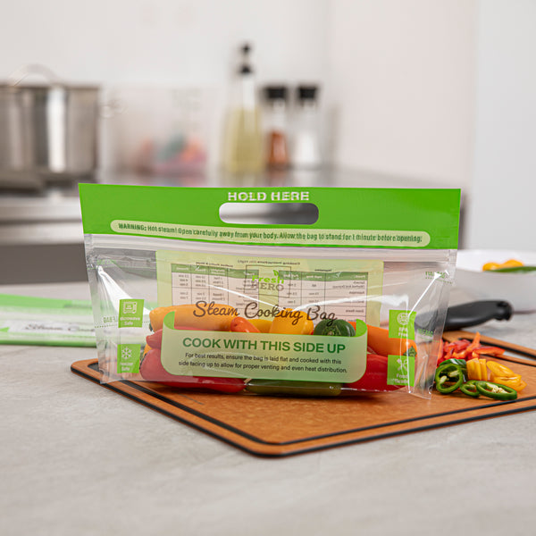 Restaurantware Fresh Hero Green Plastic Steam Bag - Microwave-Safe BPA-Free - 12 3/4" X 7 1/2" - 500 Count Box