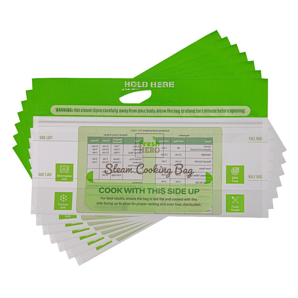 restaurantware Fresh Hero Green Plastic Steam Bag - Microwave-Safe BPA-Free - 12 3/4" x 7 1/2" - 500 count box restaurantware Fresh Hero Green Plastic Steam Bag - Microwave-Safe BPA-Free - 12 3/4" x 7 1/2" - 500 count box