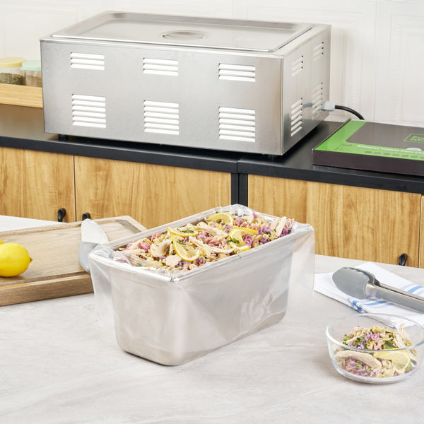 Restaurantware Fresh Hero Nylon 1/3 And 1/4 Steam Table Pan Liner - 4" And 6" Depth - 19" X 14" - 100 Count Box