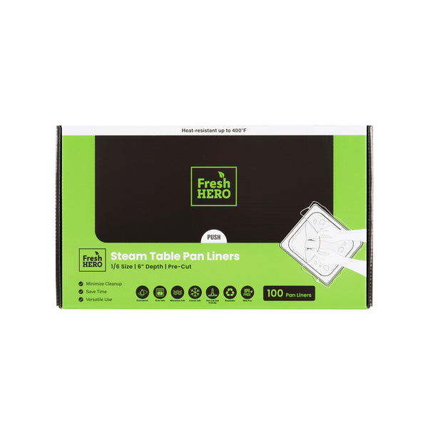 Restaurantware Fresh Hero Nylon 1/6 Size Steam Table Pan Liner - 6" Depth - 13" X 14" - 100 Count Box