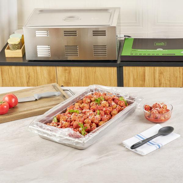 Restaurantware Fresh Hero Nylon Full Size Steam Table Pan Liner - 2.5" And 4" Depth - 34" X 12" - 100 Count Box