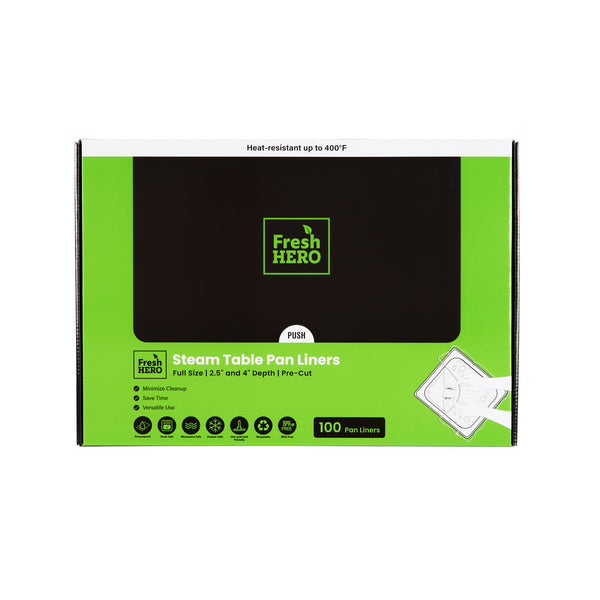 Restaurantware Fresh Hero Nylon Full Size Steam Table Pan Liner - 2.5" And 4" Depth - 34" X 12" - 100 Count Box