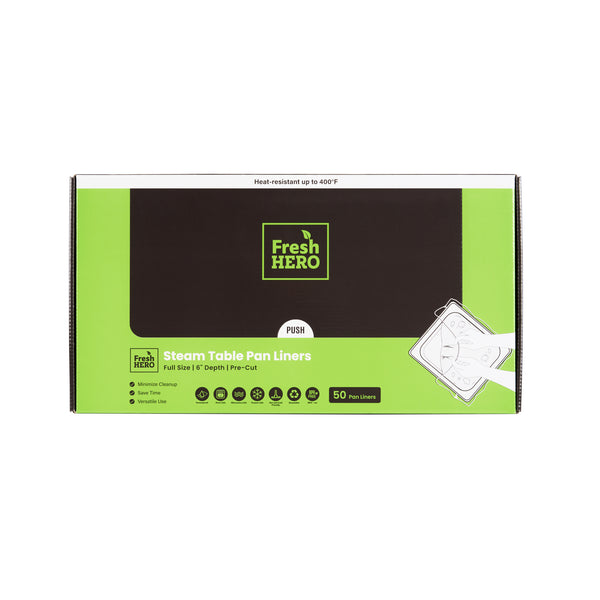 Restaurantware Fresh Hero Nylon Full Size Steam Table Pan Liner - 6" Depth - 34" X 18" - 50 Count Box