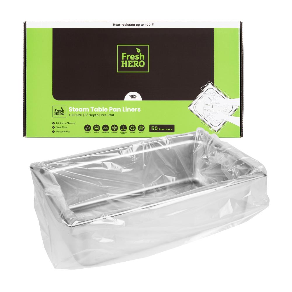 restaurantware Fresh Hero Nylon Full Size Steam Table Pan Liner - 6" Depth - 34" x 18" - 50 count box