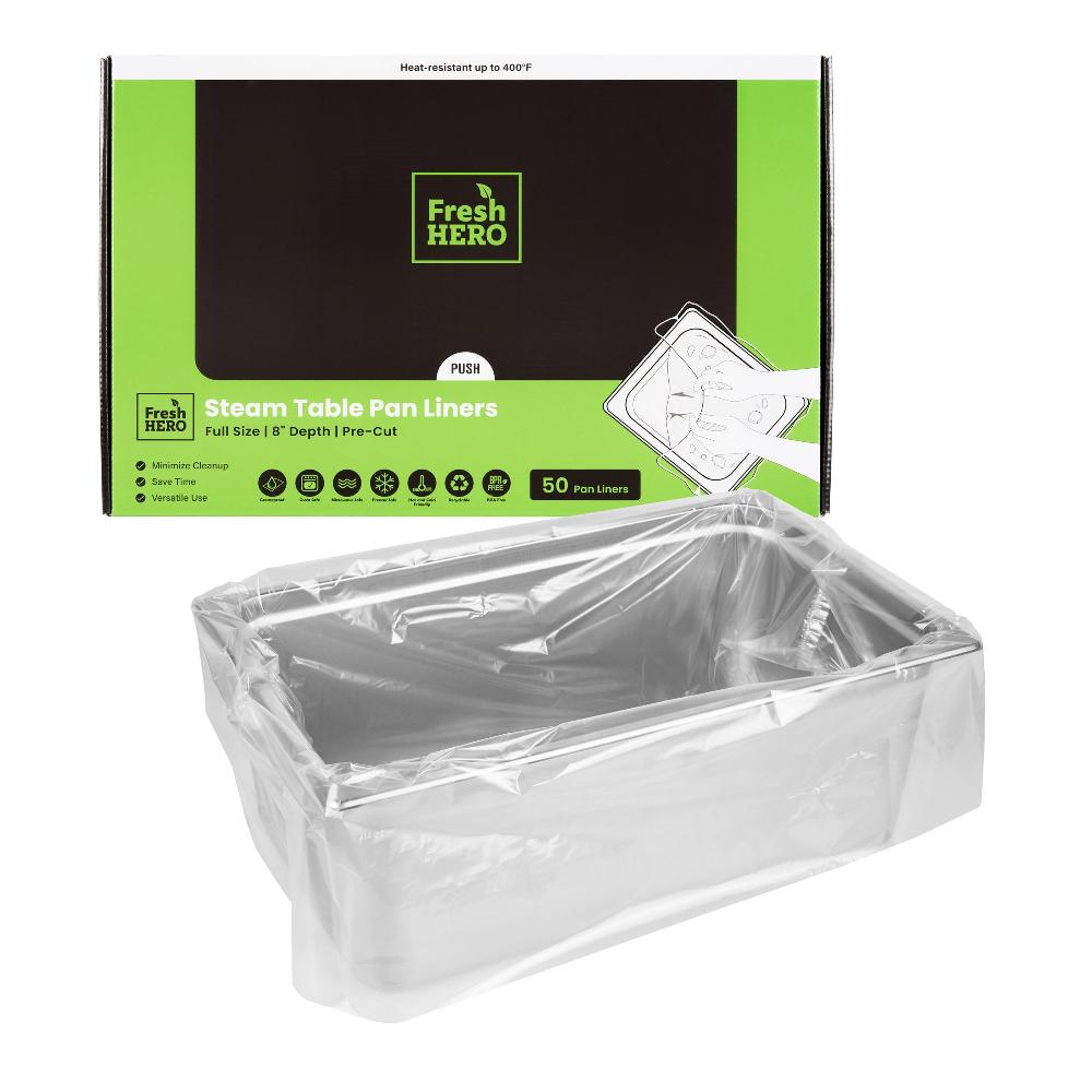 restaurantware Fresh Hero Nylon Full Size Steam Table Pan Liner - 8" Depth - 34" x 22" - 50 count box