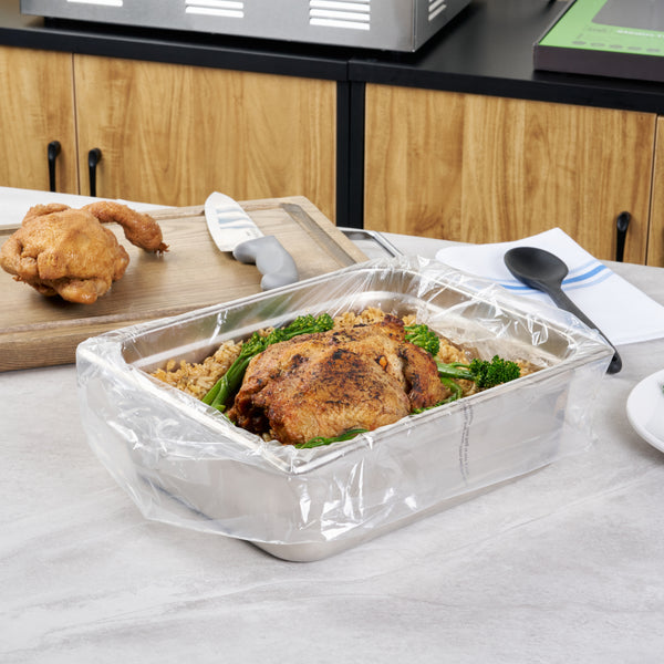 Restaurantware Fresh Hero Nylon Half Size Steam Table Pan Liner - 4" And 6" Depth - 23" X 14" - 100 Count Box