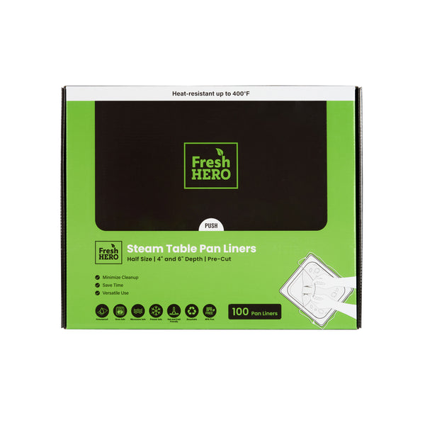 Restaurantware Fresh Hero Nylon Half Size Steam Table Pan Liner - 4" And 6" Depth - 23" X 14" - 100 Count Box