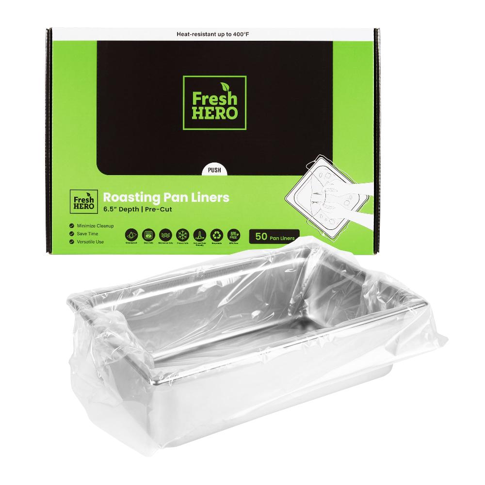 restaurantware Fresh Hero Nylon Roasting Pan Liner - 6.5" Depth - 38" x 18" - 50 count box