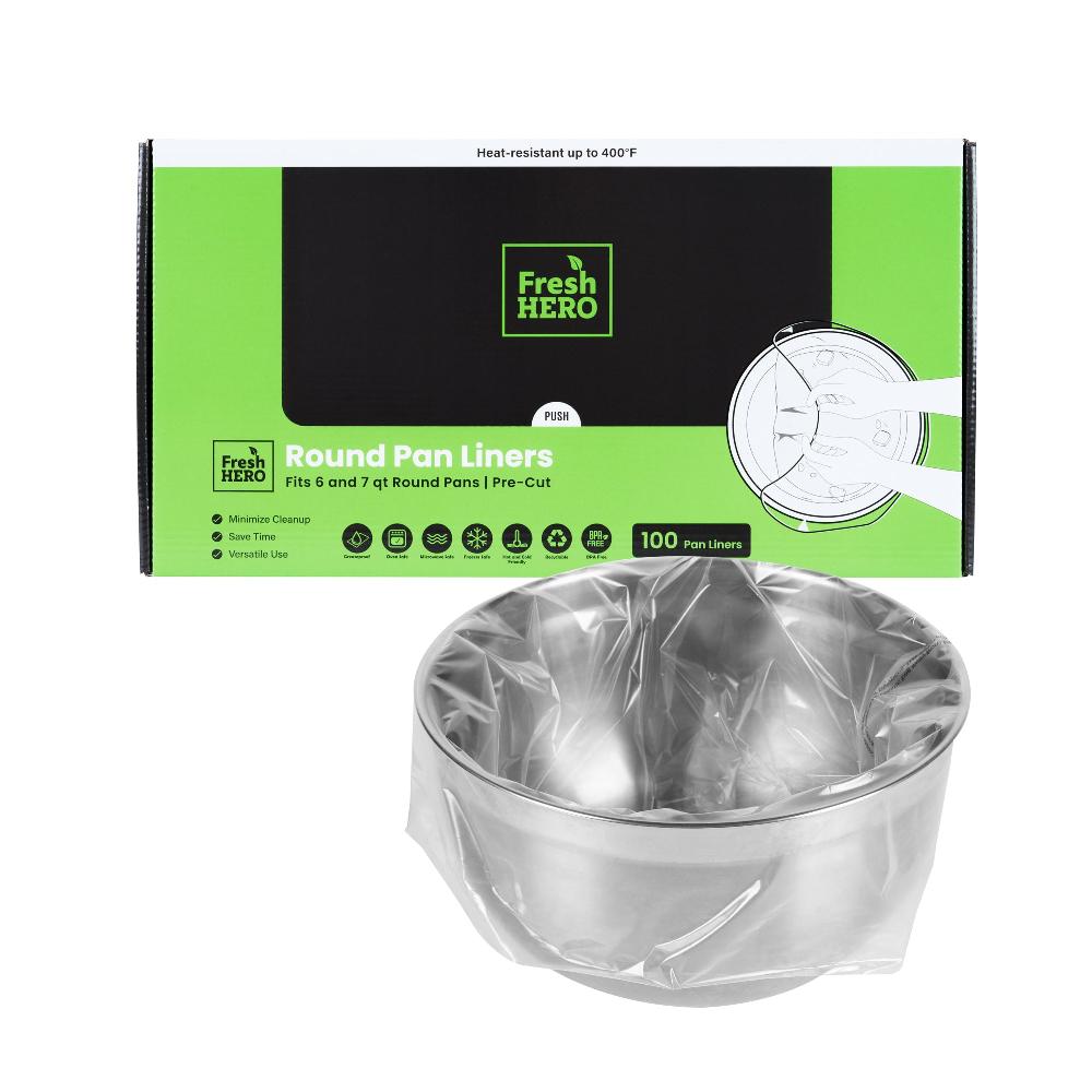 restaurantware Fresh Hero Round Nylon Pan Liner - Fits 6 and 7 qt Round Pans - 15" x 15" - 100 count box