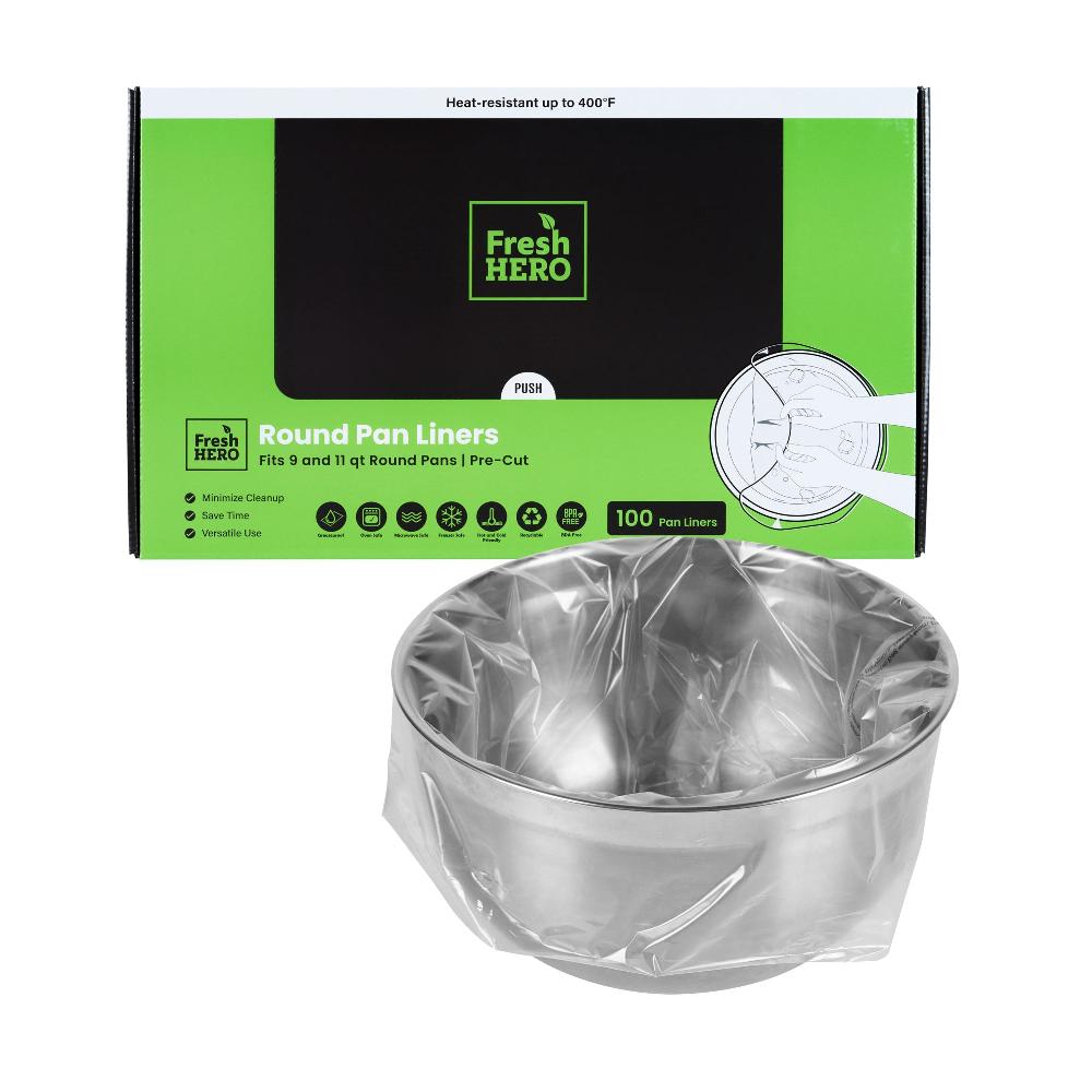 restaurantware Fresh Hero Round Nylon Pan Liner - Fits 9 and 11 qt Round Pans - 18" x 20" - 100 count box
