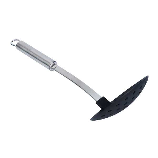 Restaurantware German Standard Black Nylon High Heat Skimmer - With Stainless Steel Handle - 12 3/4'' X 4 1/4'' - 1 Count Box