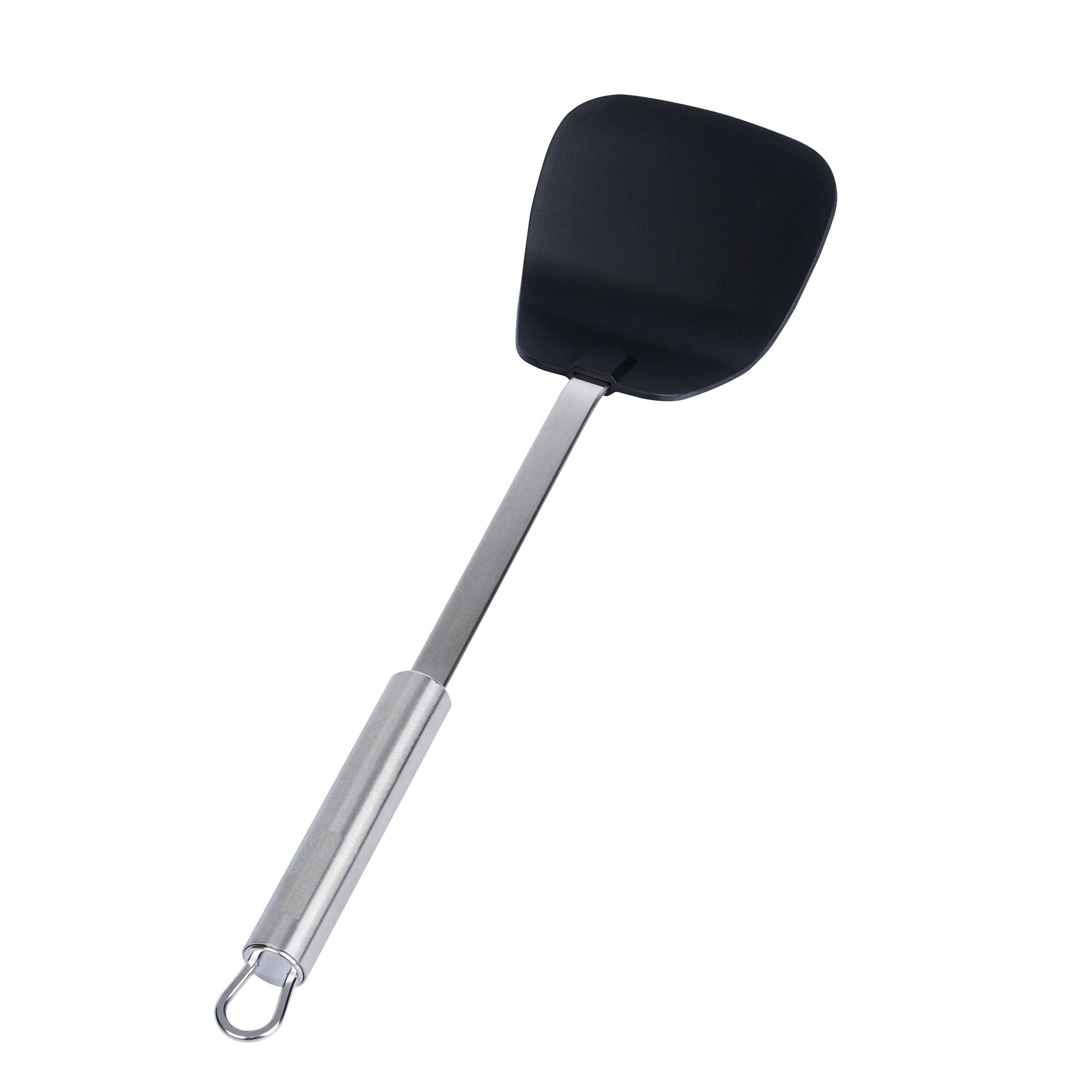 restaurantware German Standard Black Nylon High Heat Wok Spatula - with Stainless Steel Handle - 14 1/4'' - 1 count box