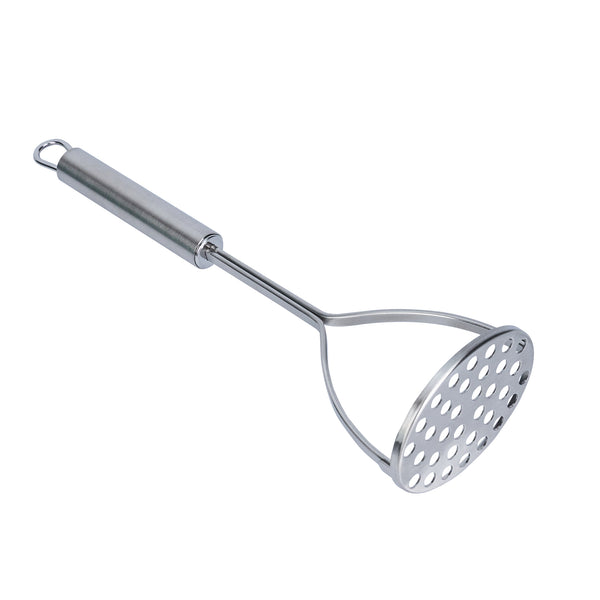 Restaurantware German Standard Stainless Steel Round-Faced Potato / Bean Masher - 11'' - 1 Count Box