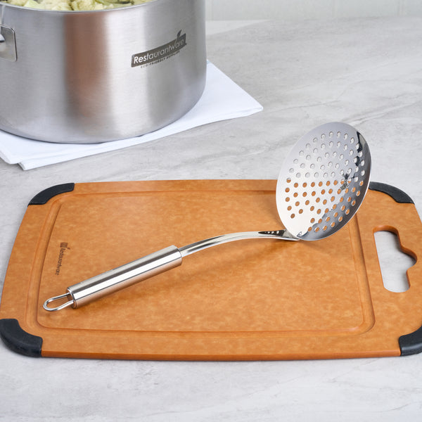 Restaurantware German Standard Stainless Steel Skimmer - 12'' X 4 1/4'' - 1 Count Box