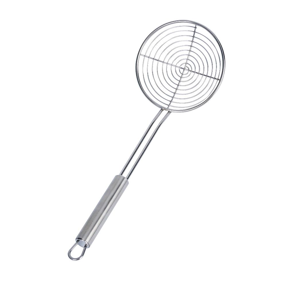 restaurantware German Standard Stainless Steel Spiral Wire Skimmer - 14'' x 4 3/4'' - 1 count box