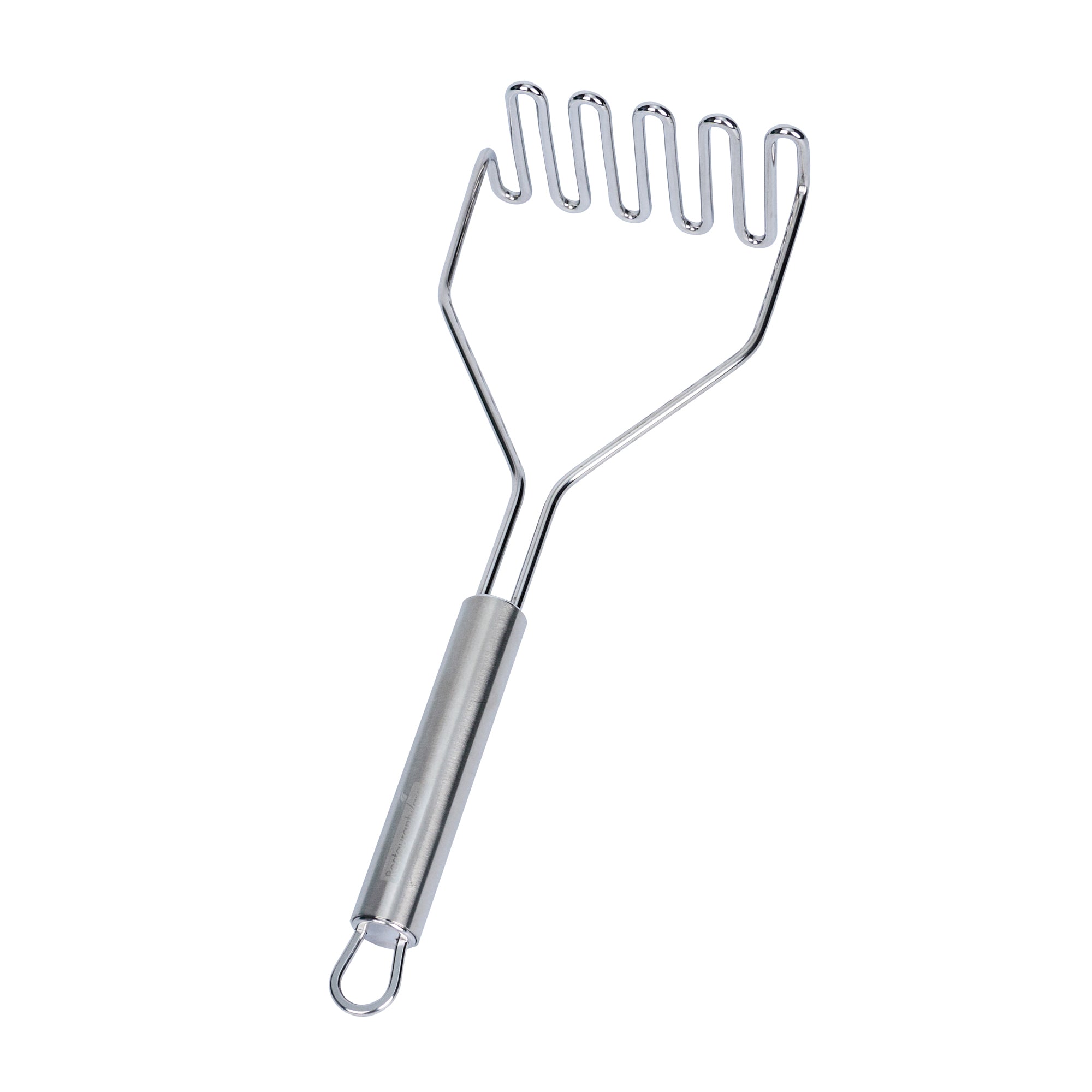 restaurantware German Standard Stainless Steel Square-Faced Potato / Bean Masher - 11'' - 1 count box