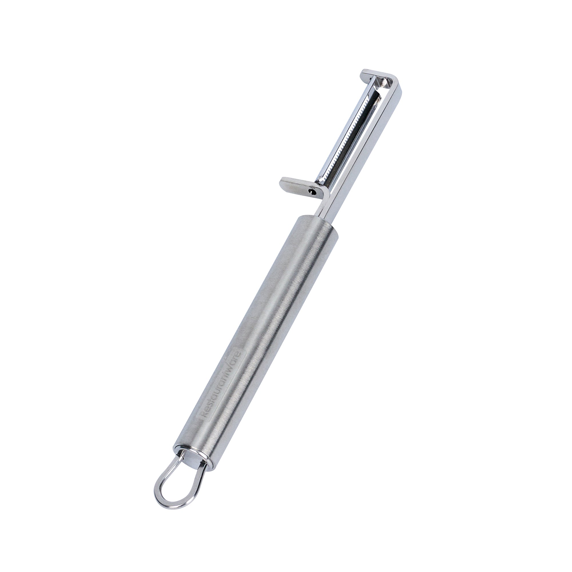 restaurantware German Standard Stainless Steel Straight Vegetable Peeler - Serrated Straight Blade - 7 1/2'' - 1 count box