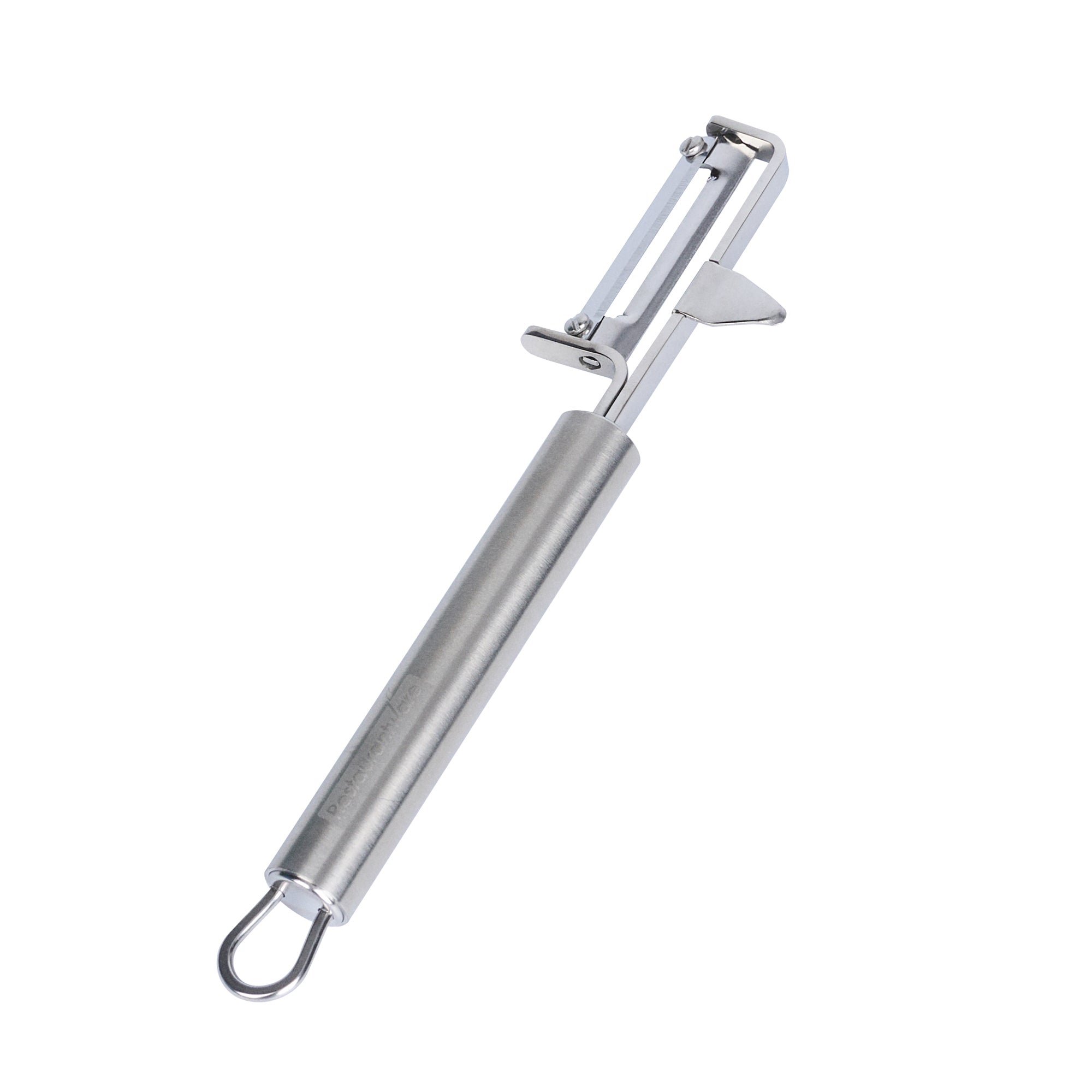 restaurantware German Standard Stainless Steel Vegetable Peeler - Swivel Blade with Potato Eye Remover - 7 1/4'' - 1 count box