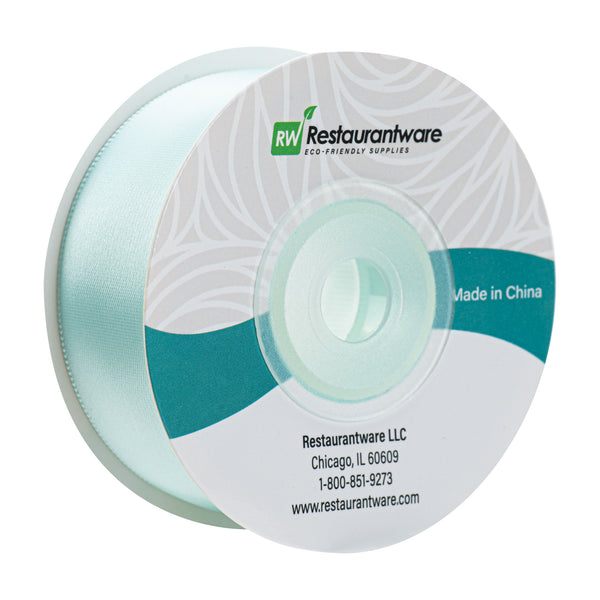 Restaurantware Gift Tek Aqua Blue Polyester Satin Ribbon - Single Face - 1" X 10 Yds - 10 Count Box