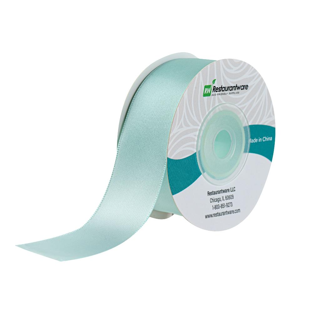 restaurantware Gift Tek Aqua Blue Polyester Satin Ribbon - Single Face - 1" x 10 yds - 10 count box