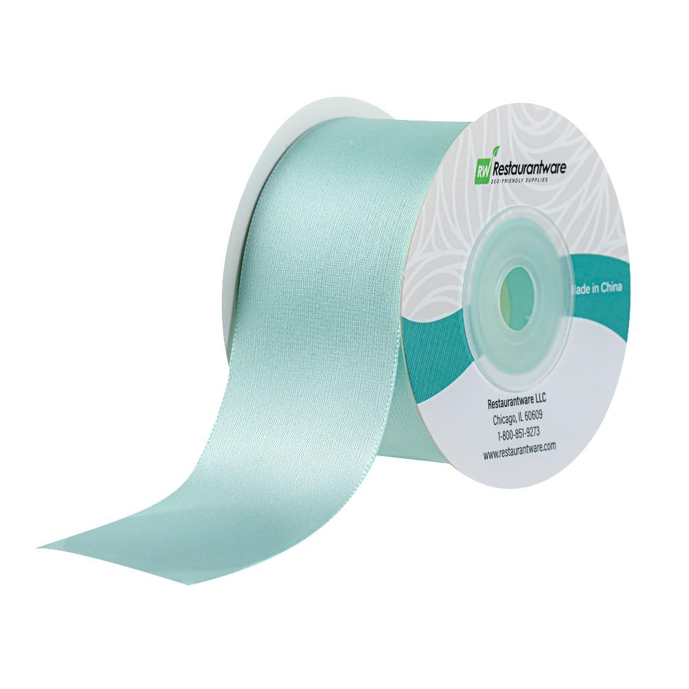 restaurantware Gift Tek Aqua Blue Polyester Satin Ribbon - Single Face - 1 1/2" x 10 yds - 10 count box