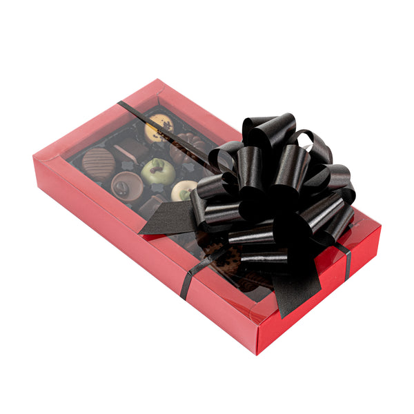 Restaurantware Gift Tek Black Plastic Flora Satin Pull Bow - 5 1/2" - 1000 Count Box