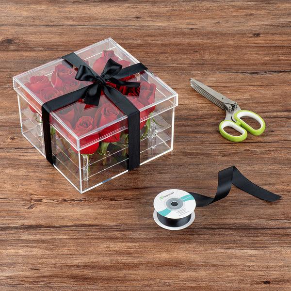 Restaurantware Gift Tek Black Polyester Satin Ribbon - Single Face - 1" X 10 Yds - 10 Count Box