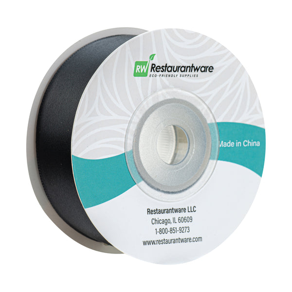 Restaurantware Gift Tek Black Polyester Satin Ribbon - Single Face - 1" X 10 Yds - 10 Count Box