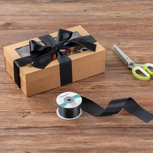 Restaurantware Gift Tek Black Polyester Satin Ribbon - Single Face - 1 1/2" X 10 Yds - 10 Count Box