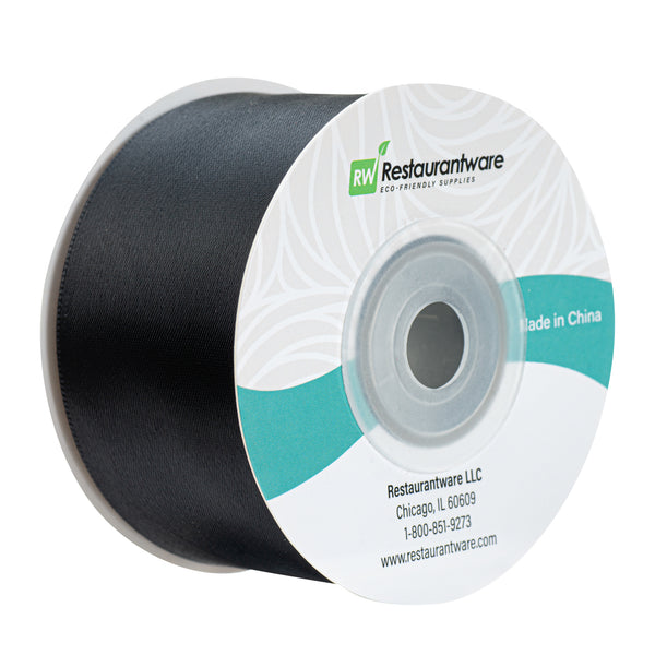 Restaurantware Gift Tek Black Polyester Satin Ribbon - Single Face - 1 1/2" X 10 Yds - 10 Count Box