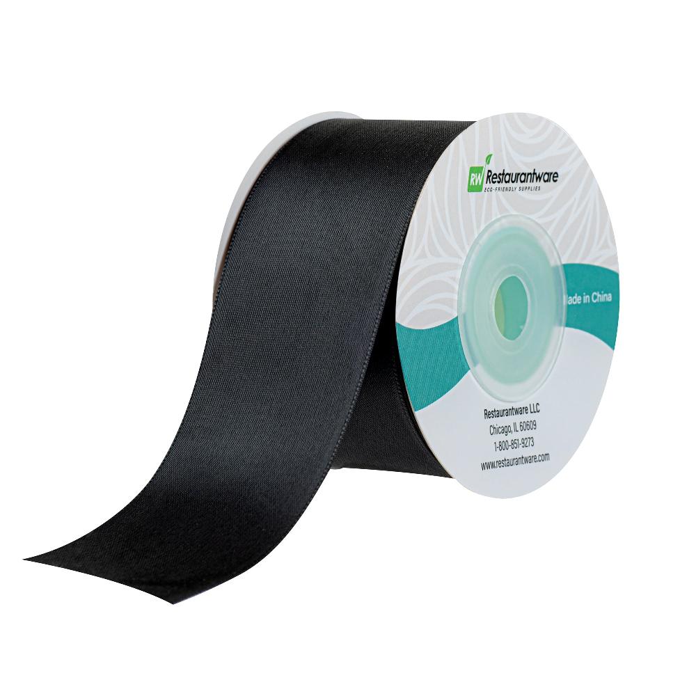 restaurantware Gift Tek Black Polyester Satin Ribbon - Single Face - 1 1/2" x 10 yds - 10 count box