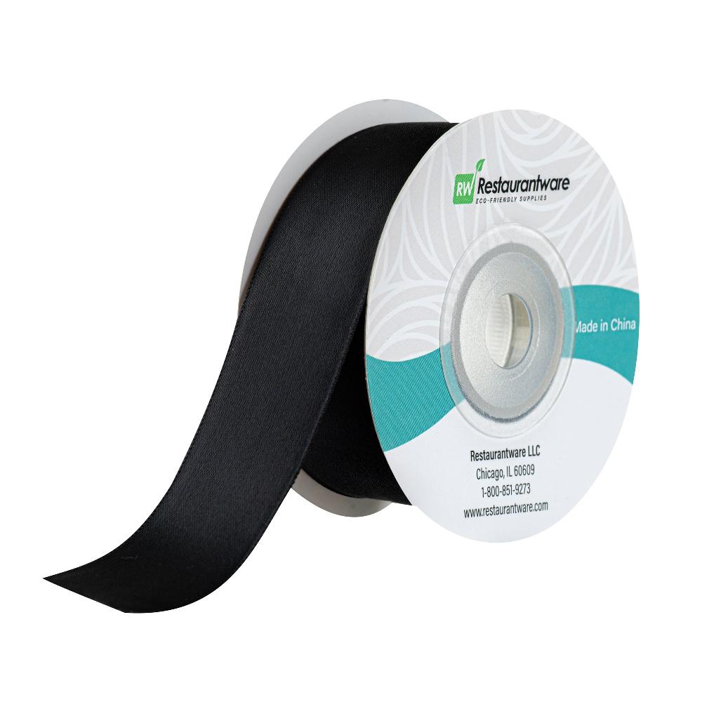 restaurantware Gift Tek Black Polyester Satin Ribbon - Single Face - 1" x 10 yds - 10 count box