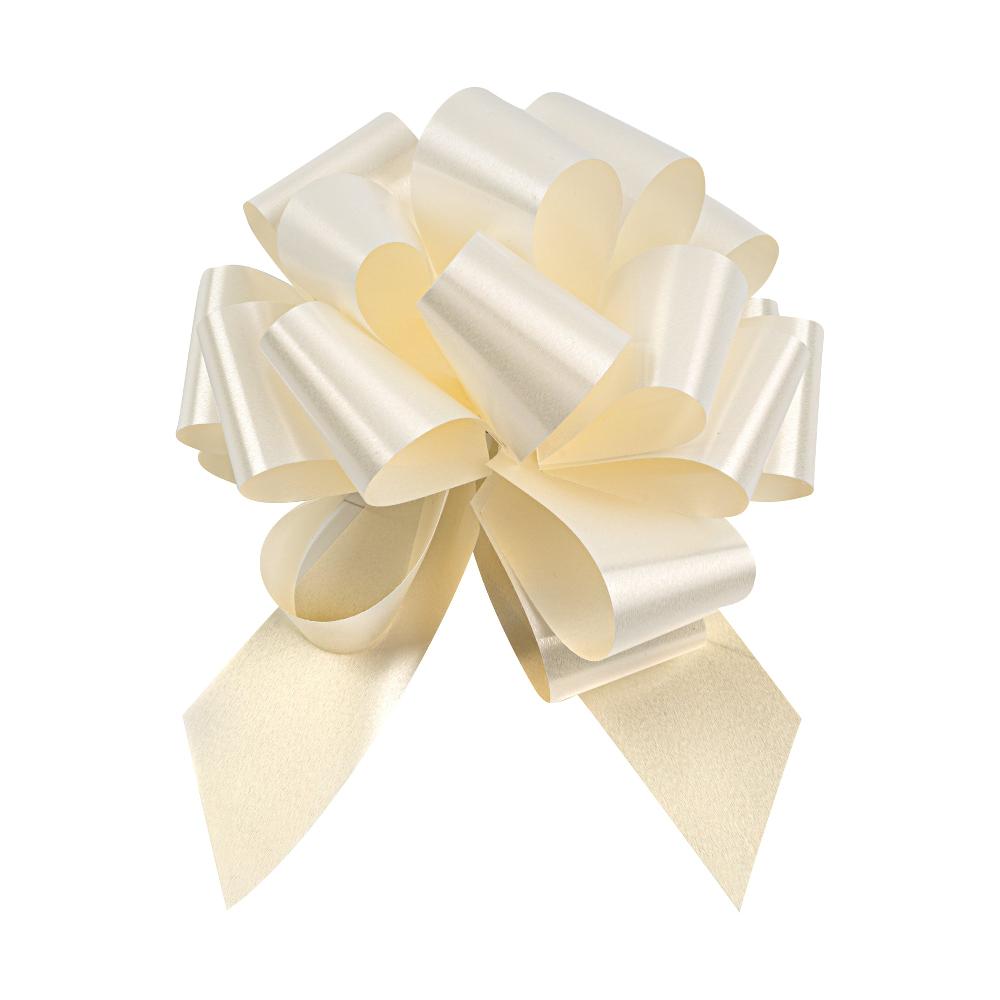 restaurantware Gift Tek Cream Plastic Flora Satin Pull Bow - 5 1/2" - 1000 count box