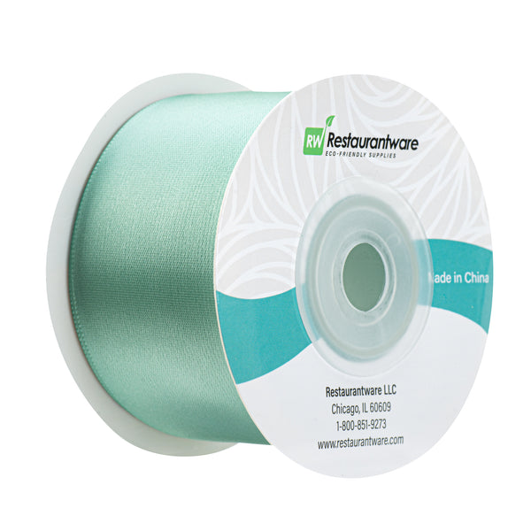 Restaurantware Gift Tek Dark Shale Green Polyester Satin Ribbon - Single Face - 1 1/2" X 10 Yds - 10 Count Box