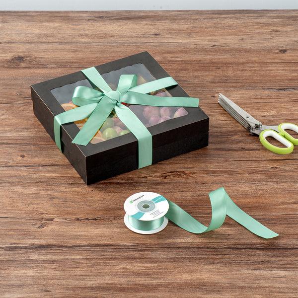 Restaurantware Gift Tek Dark Shale Green Polyester Satin Ribbon - Single Face - 1" X 10 Yds - 10 Count Box