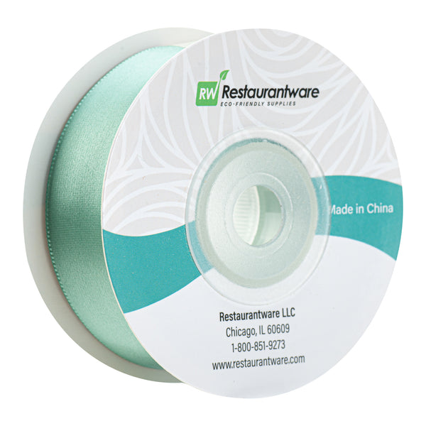 Restaurantware Gift Tek Dark Shale Green Polyester Satin Ribbon - Single Face - 1" X 10 Yds - 10 Count Box