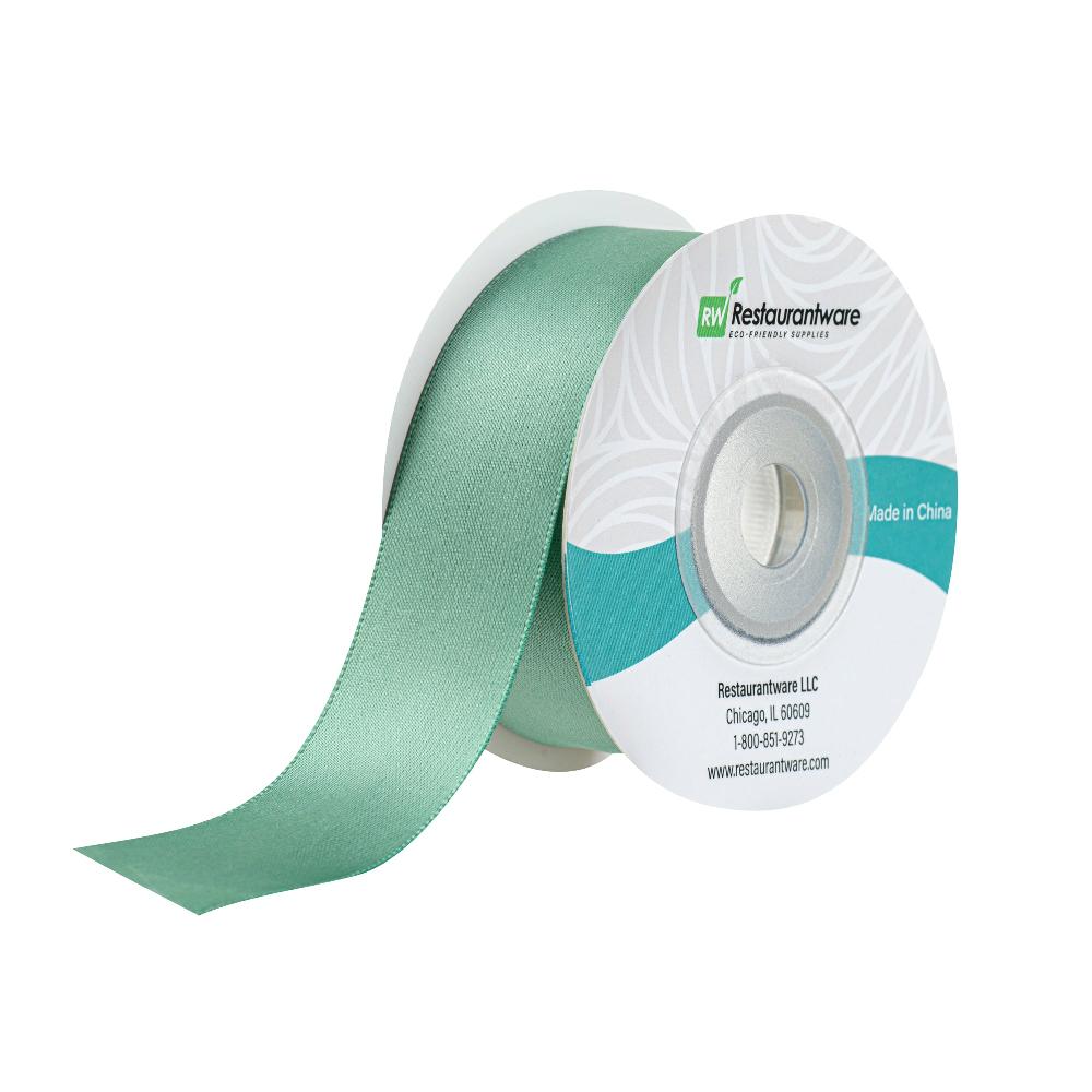 restaurantware Gift Tek Dark Shale Green Polyester Satin Ribbon - Single Face - 1" x 10 yds - 10 count box